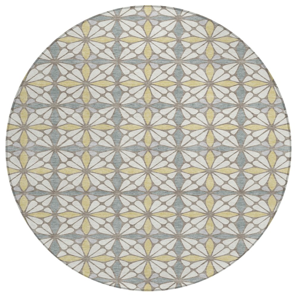 Machine Washable Indoor/Outdoor Chantille ACN2469 Ivory 8' x 8' Round Rug. Picture 1