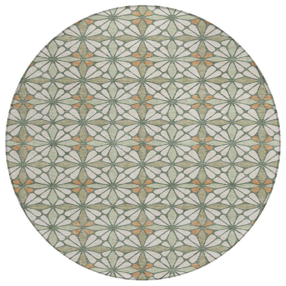 Machine Washable Indoor/Outdoor Chantille ACN2469 Ivory 8' x 8' Round Rug. Picture 1