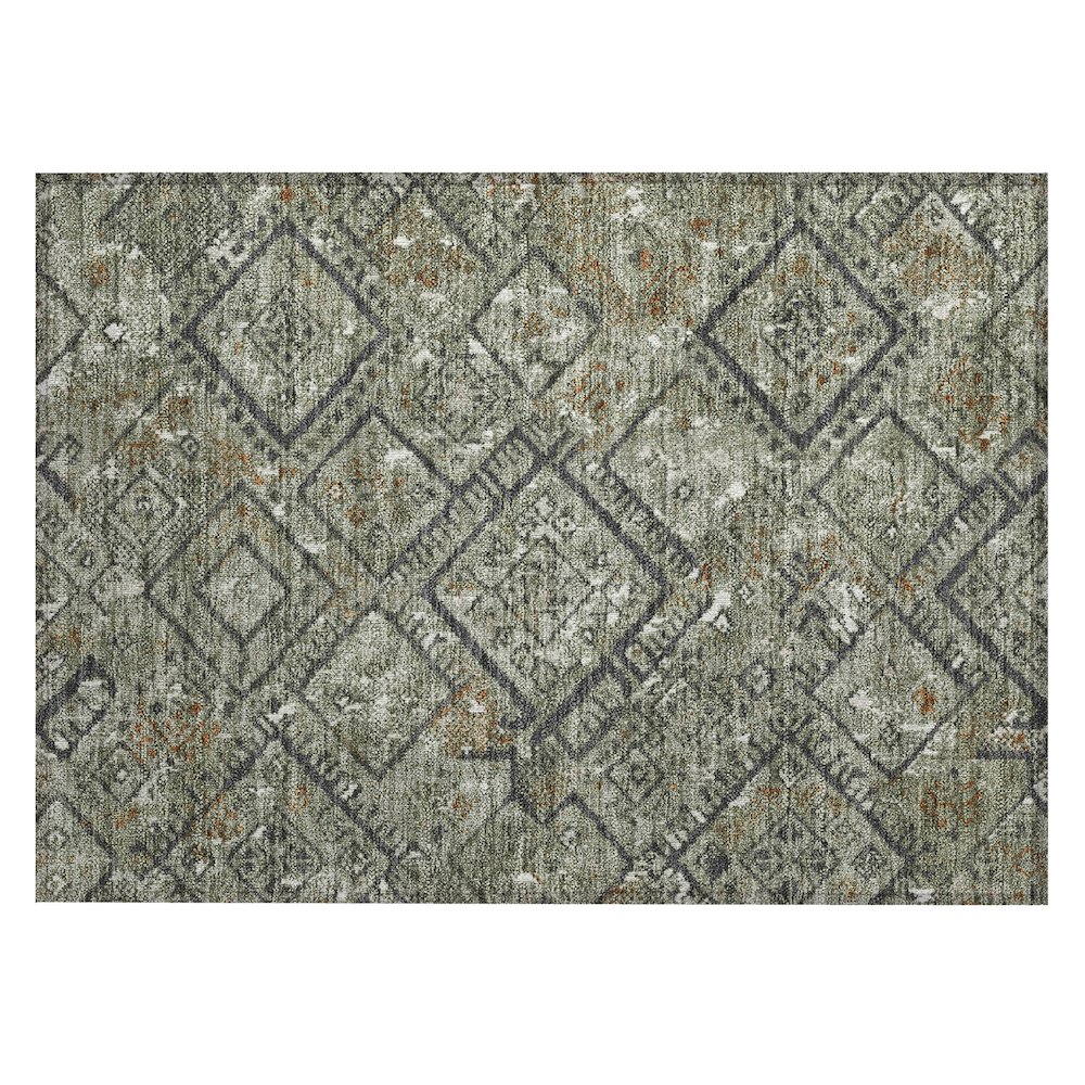 Machine Washable Indoor/Outdoor Chantille ACN2470 Green 1'8" x 2'6" Rug. Picture 1