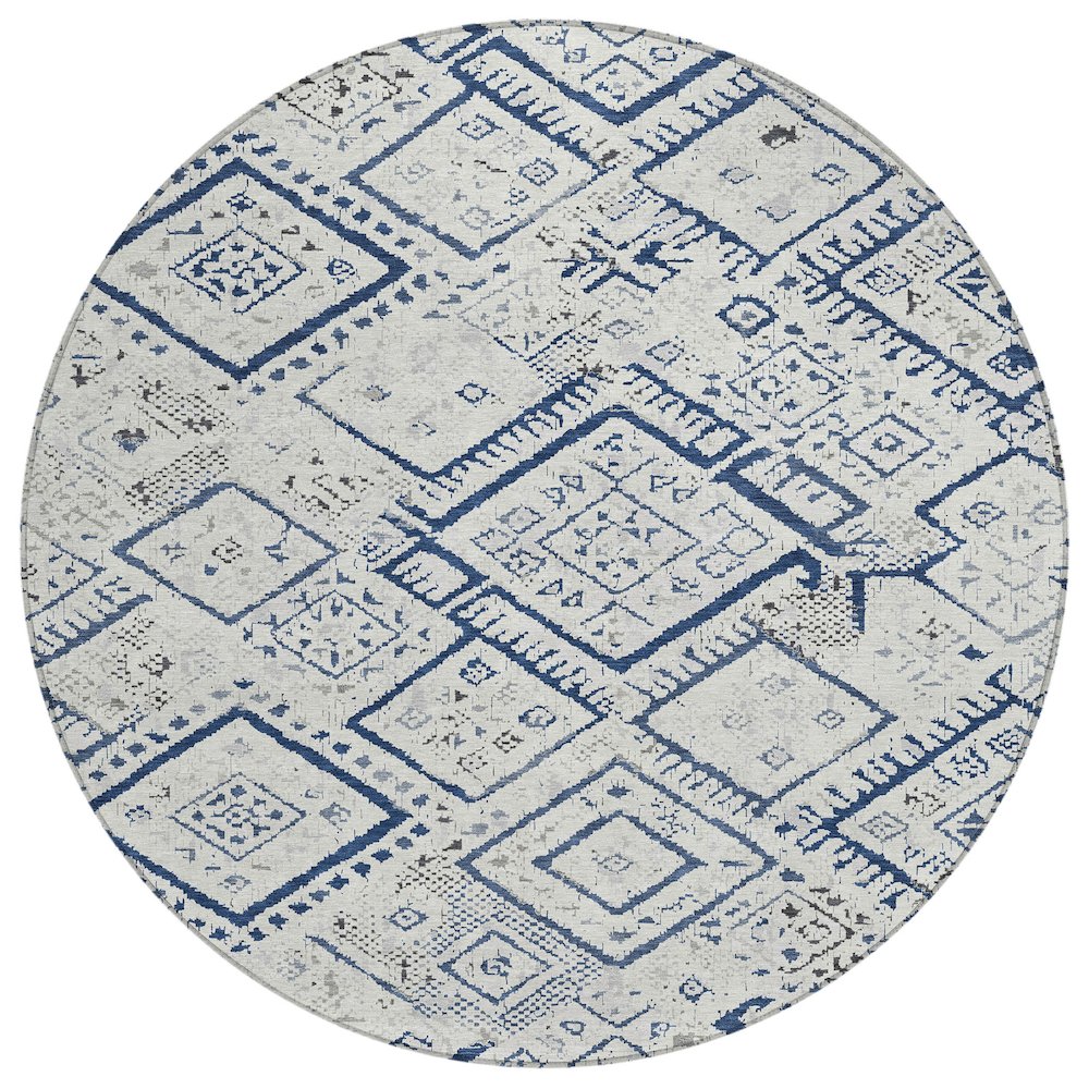 Machine Washable Indoor/Outdoor Chantille ACN2470 Ivory 8' x 8' Round Rug. Picture 1