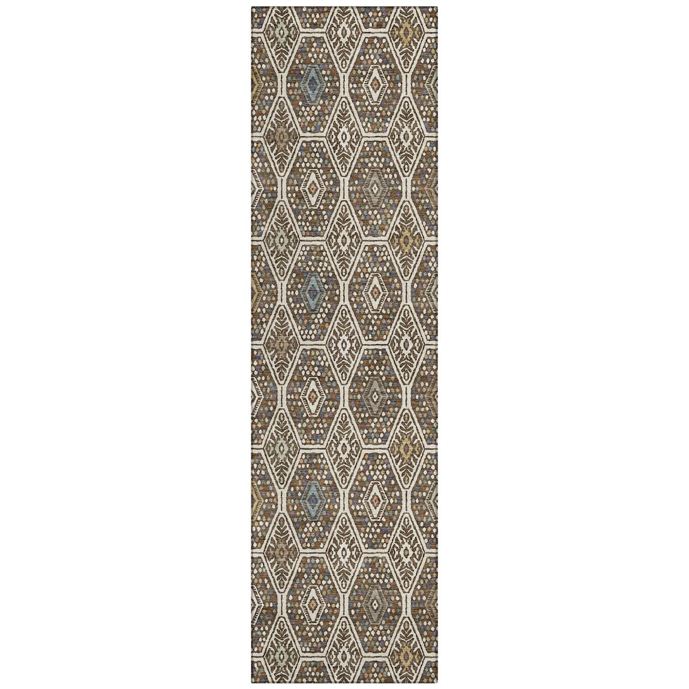 Machine Washable Indoor/Outdoor Chantille ACN2471 Brown 2'3" x 7'6" Runner Rug. Picture 1