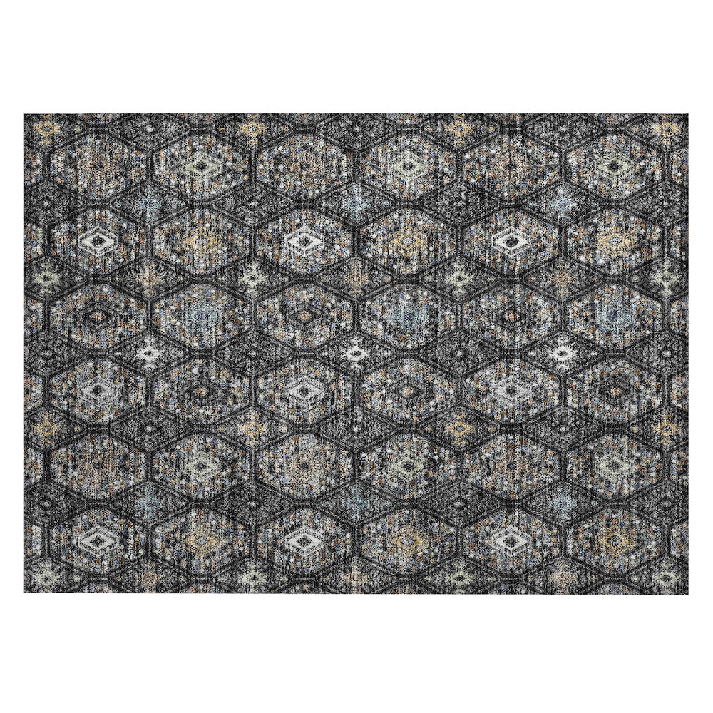 Machine Washable Indoor/Outdoor Chantille ACN2471 Black 1'8" x 2'6" Rug. Picture 1
