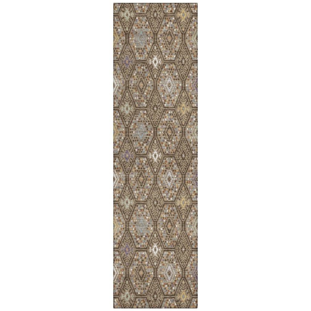 Machine Washable Indoor/Outdoor Chantille ACN2471 Brown 2'3" x 7'6" Runner Rug. Picture 1