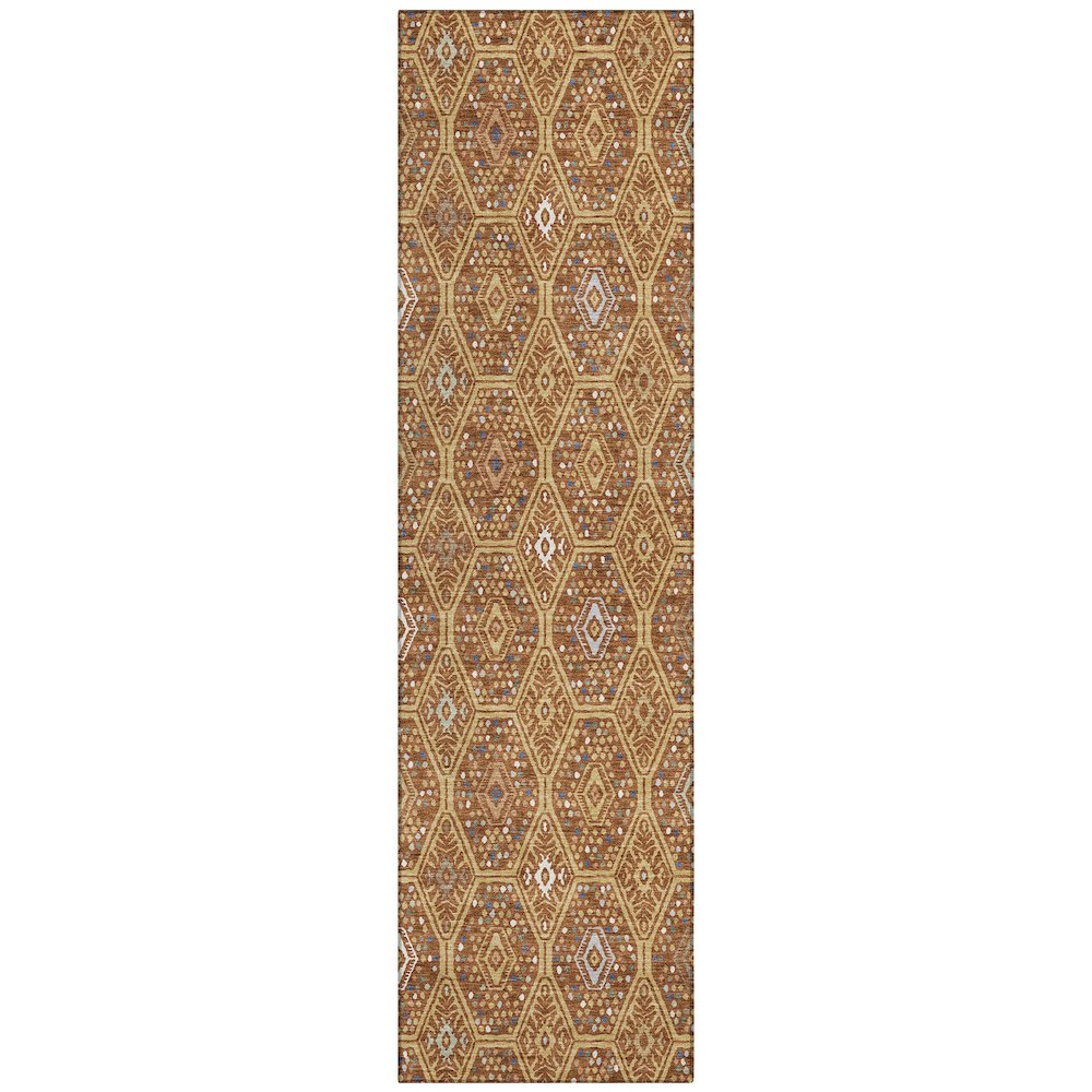 Machine Washable Indoor/Outdoor Chantille ACN2471 Gold 2'3" x 7'6" Runner Rug. Picture 1