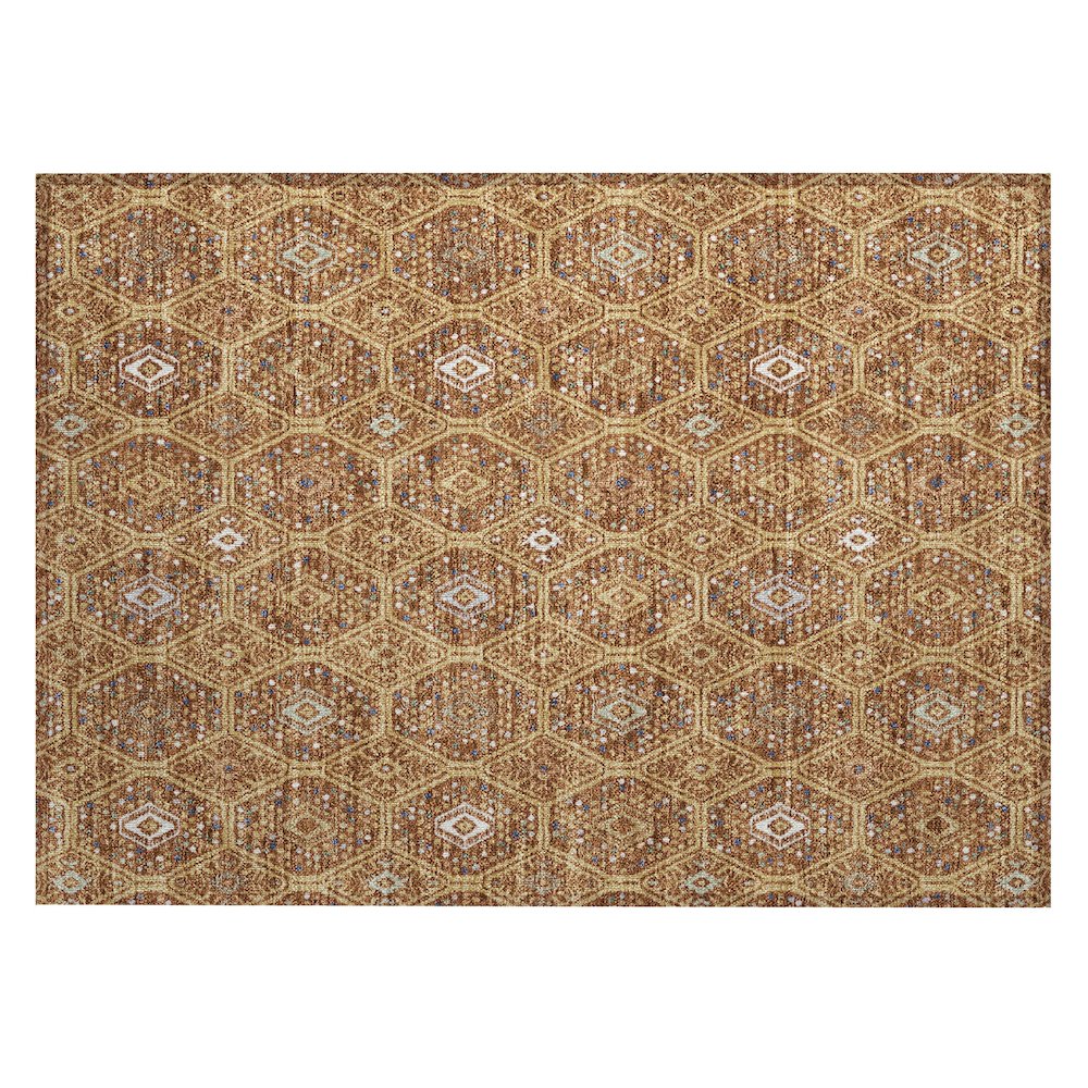 Machine Washable Indoor/Outdoor Chantille ACN2471 Gold 1'8" x 2'6" Rug. Picture 1