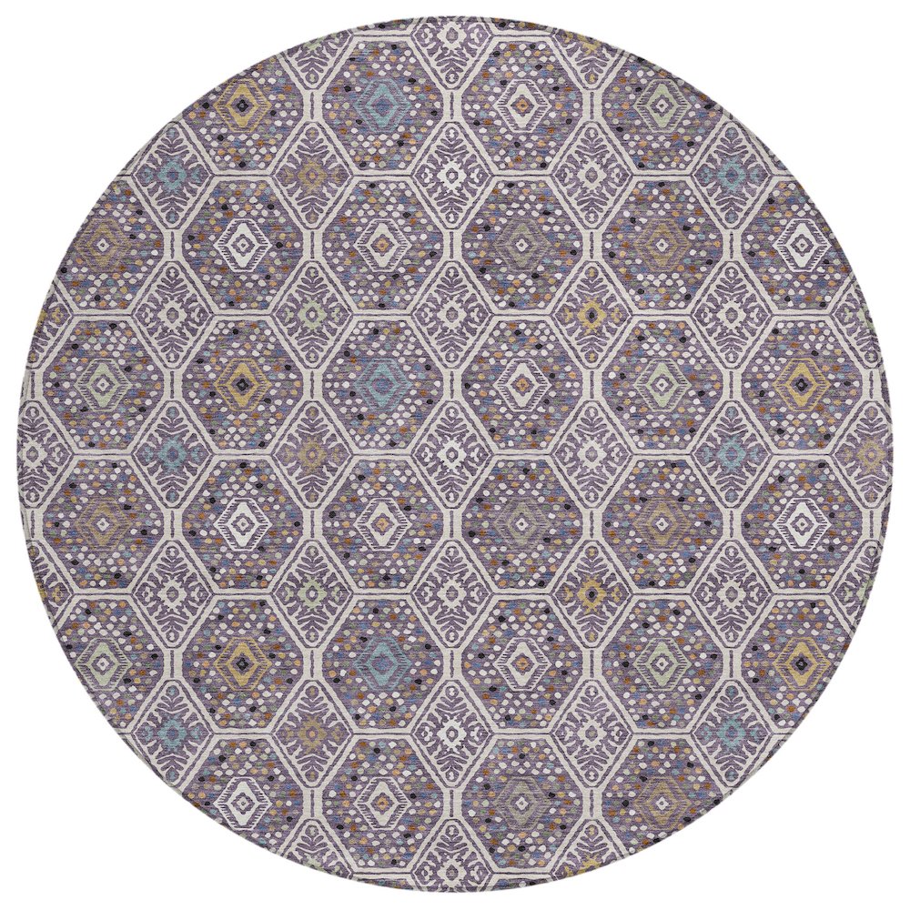 Machine Washable Indoor/Outdoor Chantille ACN2471 Ivory 8' x 8' Round Rug. Picture 1
