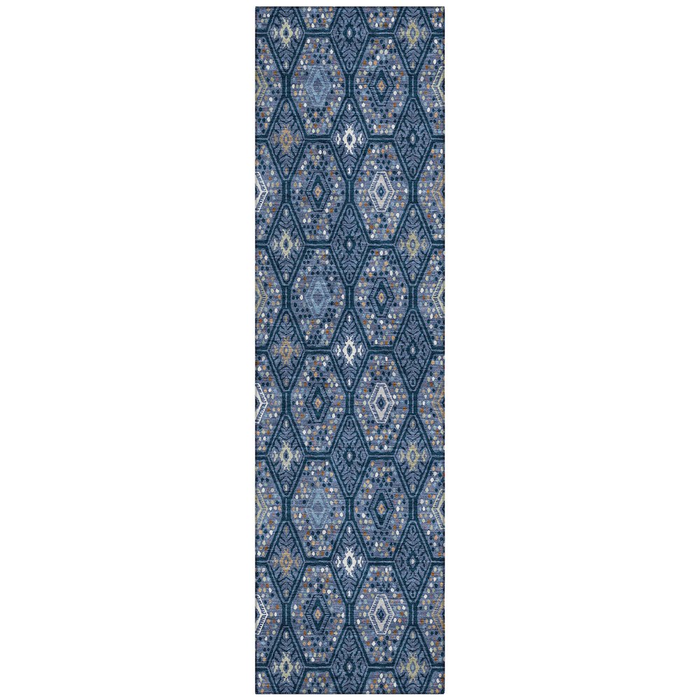 Machine Washable Indoor/Outdoor Chantille ACN2471 Blue 2'3" x 7'6" Runner Rug. Picture 1