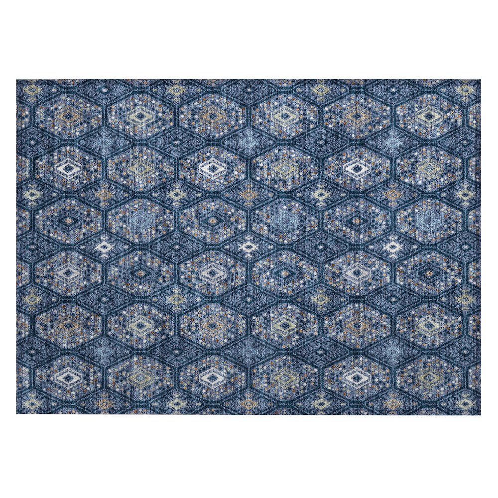 Machine Washable Indoor/Outdoor Chantille ACN2471 Blue 1'8" x 2'6" Rug. Picture 1