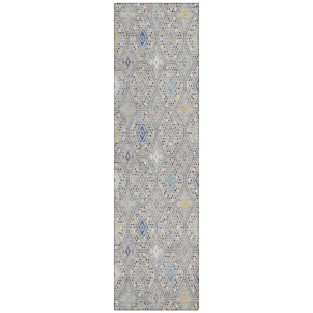Machine Washable Indoor/Outdoor Chantille ACN2471 Gray 2'3" x 7'6" Runner Rug. Picture 1