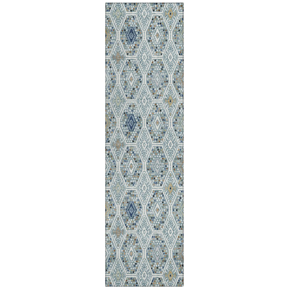 Machine Washable Indoor/Outdoor Chantille ACN2471 Teal 2'3" x 7'6" Runner Rug. Picture 1