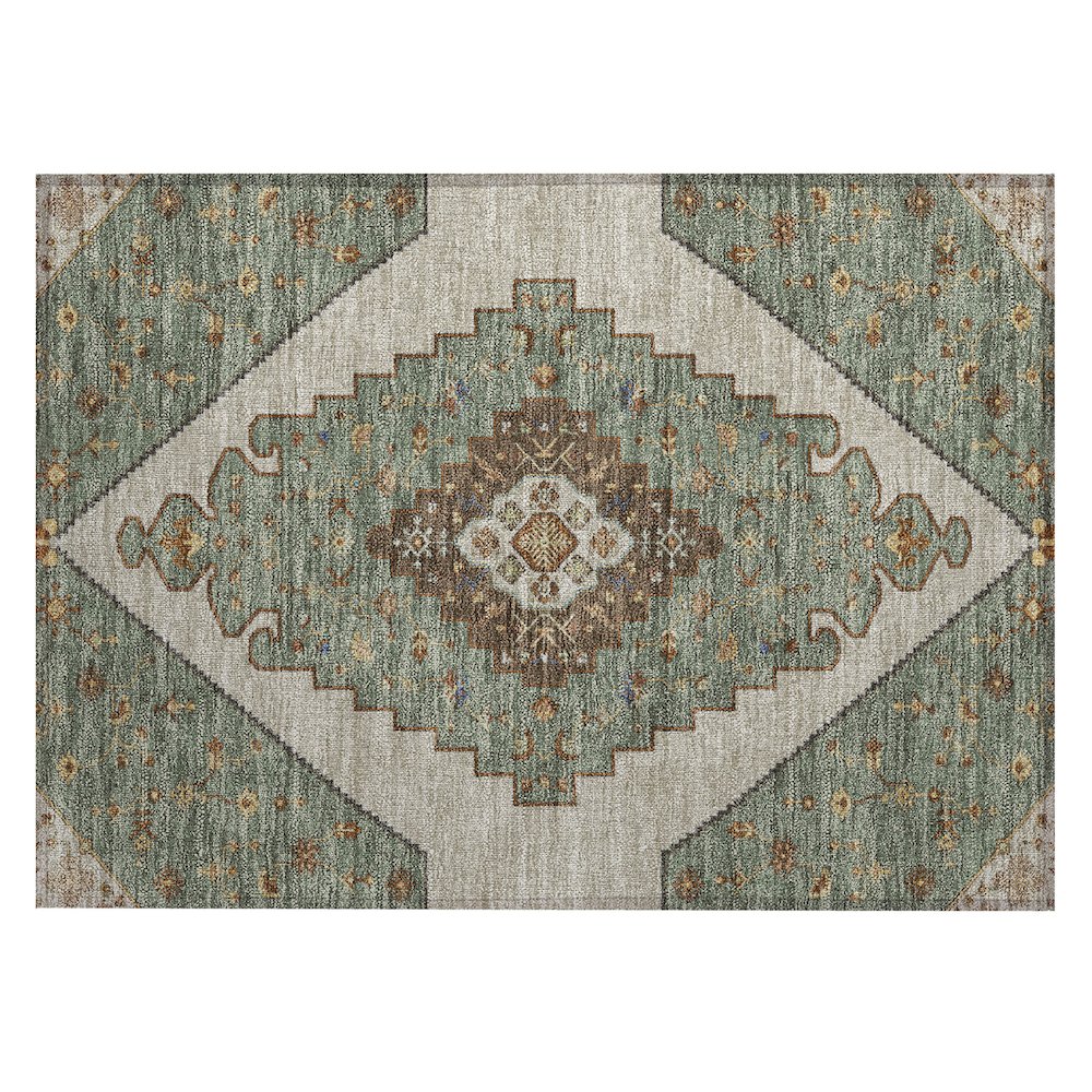 Machine Washable Indoor/Outdoor Chantille ACN2472 Green 1'8" x 2'6" Rug. Picture 1