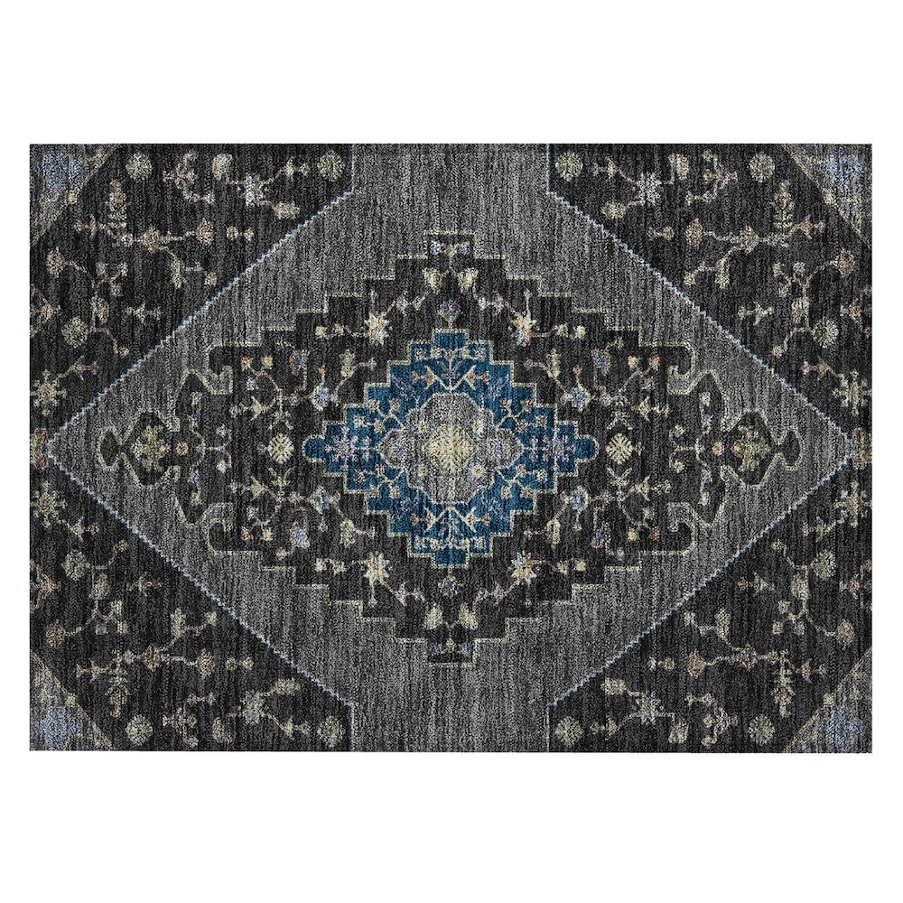 Machine Washable Indoor/Outdoor Chantille ACN2472 Black 1'8" x 2'6" Rug. Picture 1