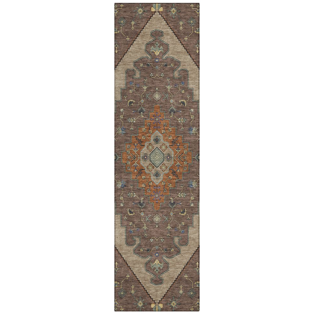 Machine Washable Indoor/Outdoor Chantille ACN2472 Brown 2'3" x 7'6" Runner Rug. Picture 1
