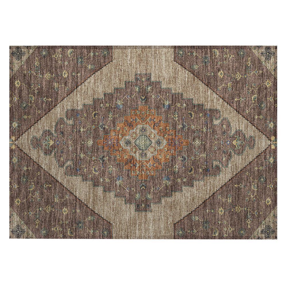 Machine Washable Indoor/Outdoor Chantille ACN2472 Brown 1'8" x 2'6" Rug. Picture 1
