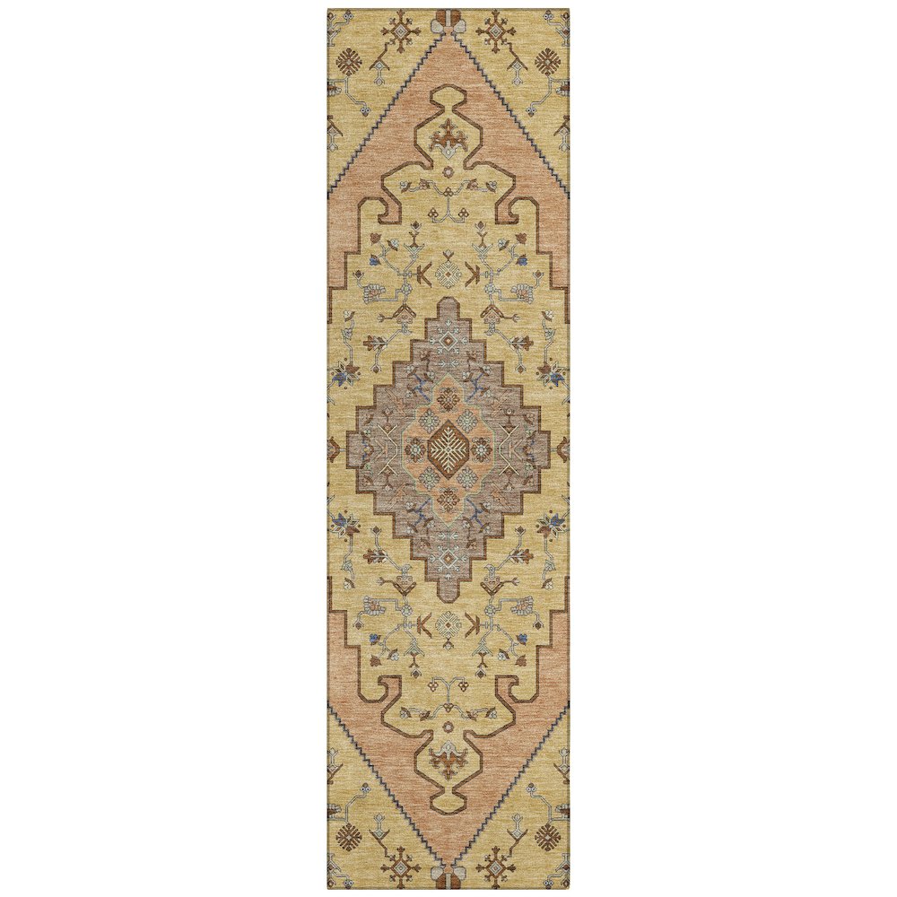 Machine Washable Indoor/Outdoor Chantille ACN2472 Gold 2'3" x 7'6" Runner Rug. Picture 1