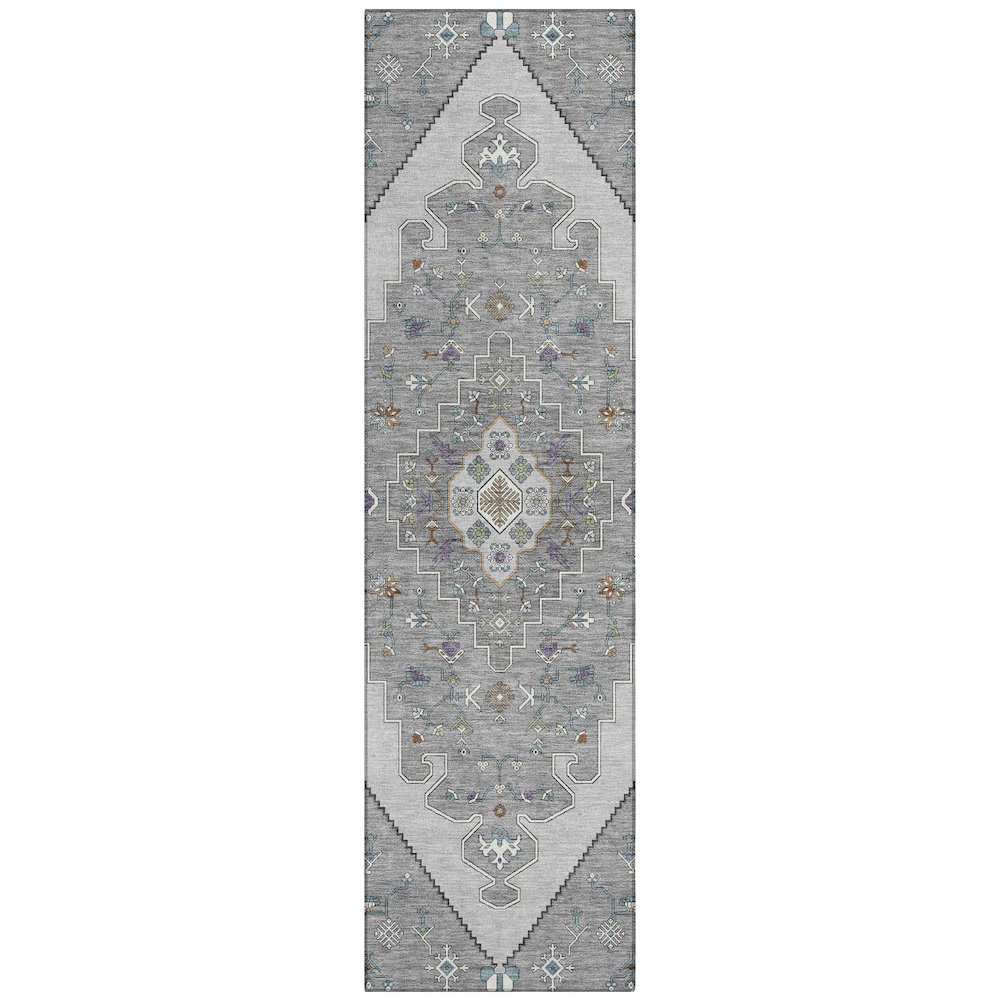 Machine Washable Indoor/Outdoor Chantille ACN2472 Gray 2'3" x 7'6" Runner Rug. Picture 1