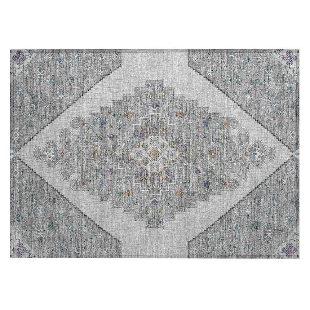 Machine Washable Indoor/Outdoor Chantille ACN2472 Gray 1'8" x 2'6" Rug. Picture 1