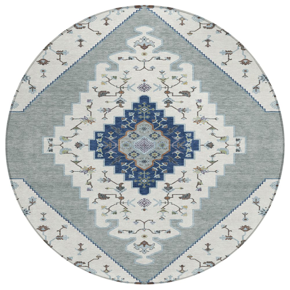 Machine Washable Indoor/Outdoor Chantille ACN2472 Ivory 8' x 8' Round Rug. Picture 1