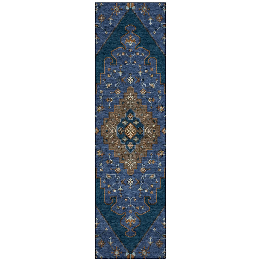 Machine Washable Indoor/Outdoor Chantille ACN2472 Blue 2'3" x 7'6" Runner Rug. Picture 1
