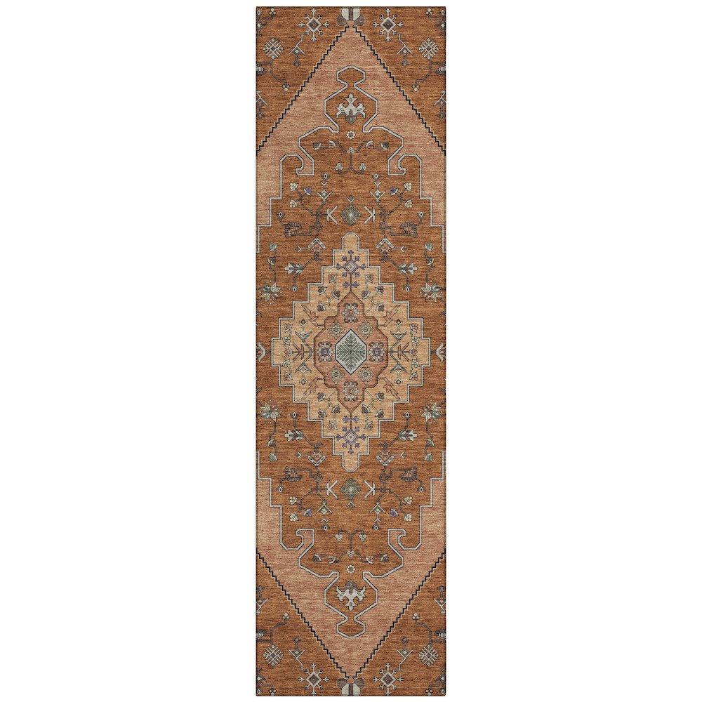 Machine Washable Indoor/Outdoor Chantille ACN2472 Orange 2'3" x 7'6" Runner Rug. Picture 1