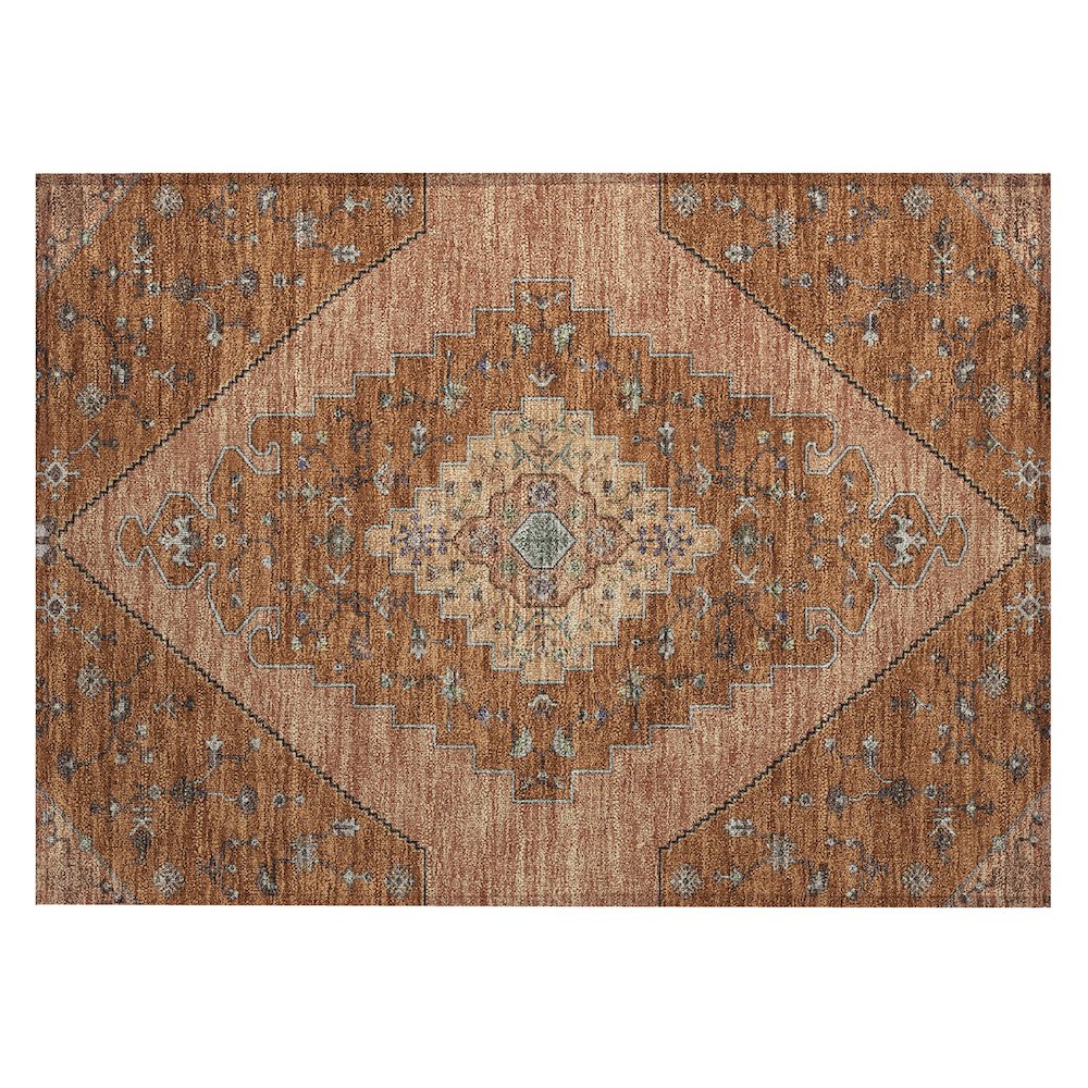 Machine Washable Indoor/Outdoor Chantille ACN2472 Orange 1'8" x 2'6" Rug. Picture 1
