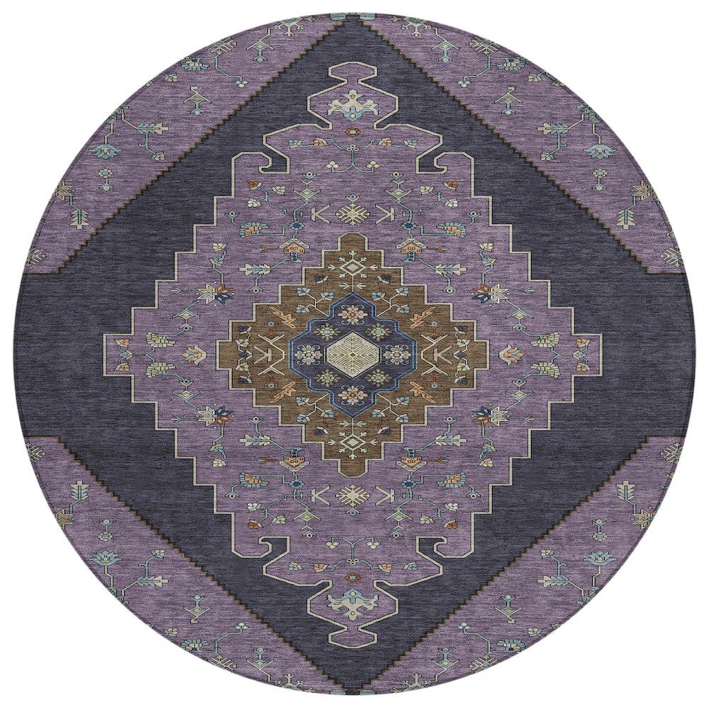 Machine Washable Indoor/Outdoor Chantille ACN2472 Purple 8' x 8' Round Rug. Picture 1