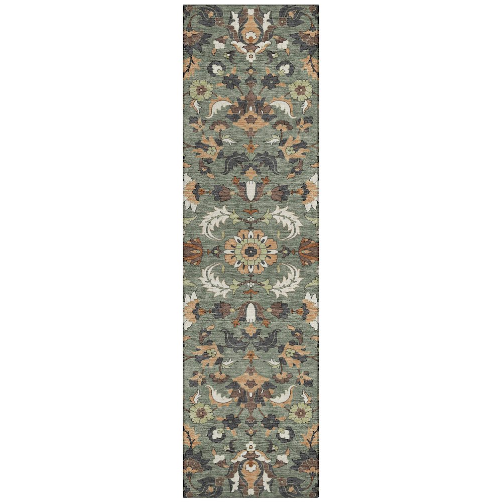 Machine Washable Indoor/Outdoor Chantille ACN2473 Green 2'3" x 7'6" Runner Rug. Picture 1