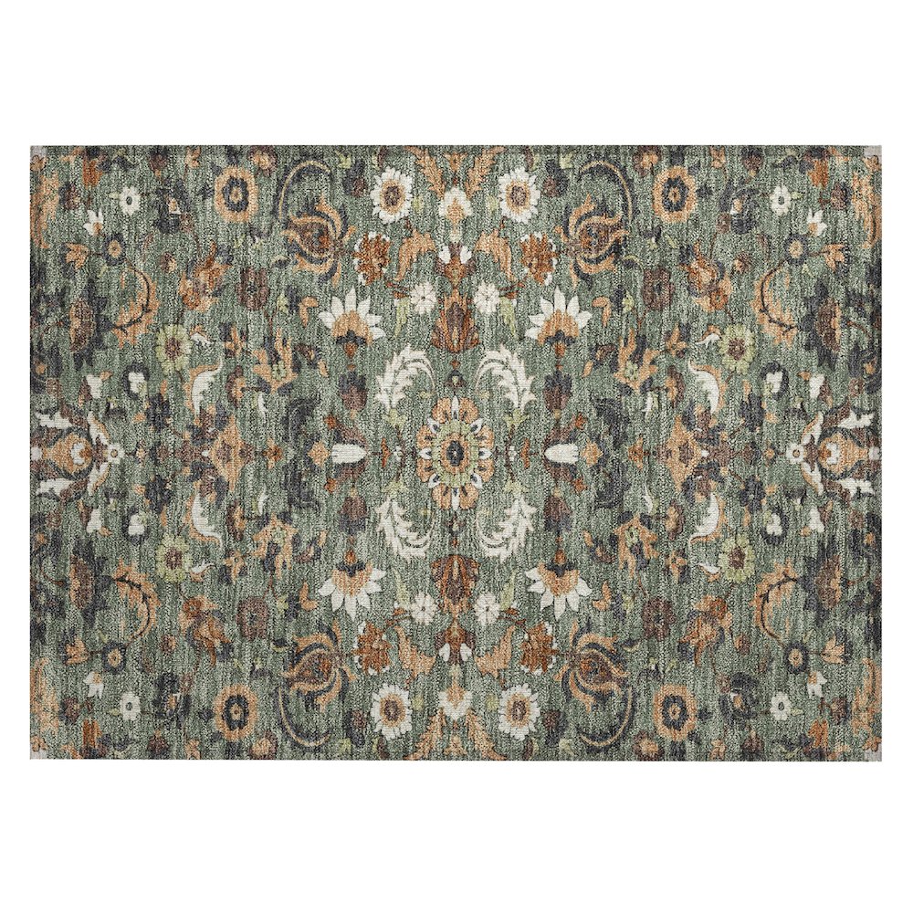 Machine Washable Indoor/Outdoor Chantille ACN2473 Green 1'8" x 2'6" Rug. Picture 1