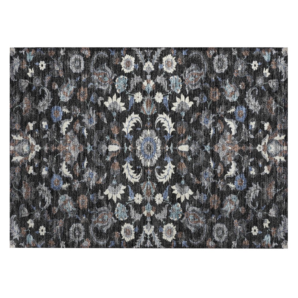 Machine Washable Indoor/Outdoor Chantille ACN2473 Black 1'8" x 2'6" Rug. Picture 1