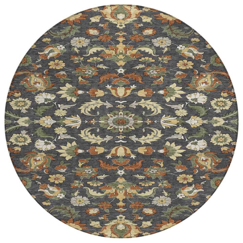 Machine Washable Indoor/Outdoor Chantille ACN2473 Gray 8' x 8' Round Rug. Picture 1