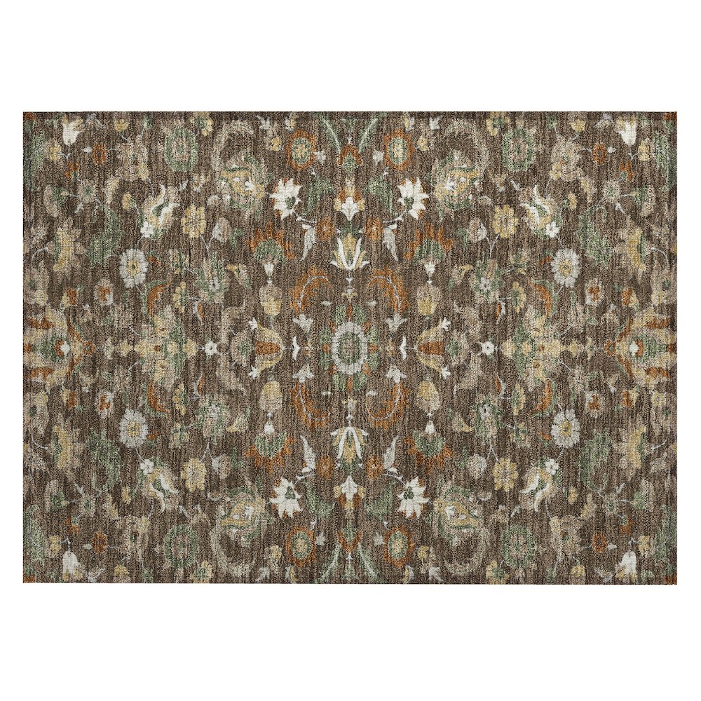 Machine Washable Indoor/Outdoor Chantille ACN2473 Brown 1'8" x 2'6" Rug. Picture 1