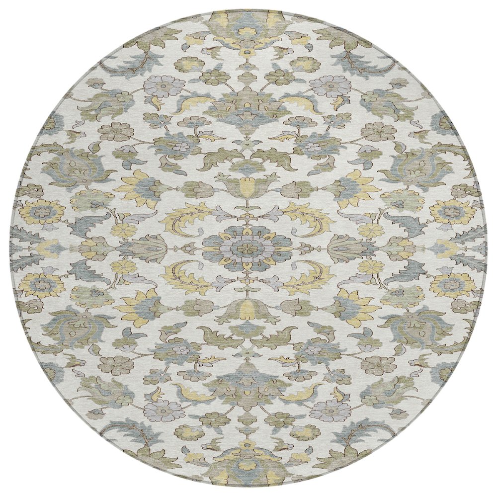 Machine Washable Indoor/Outdoor Chantille ACN2473 Ivory 8' x 8' Round Rug. Picture 1