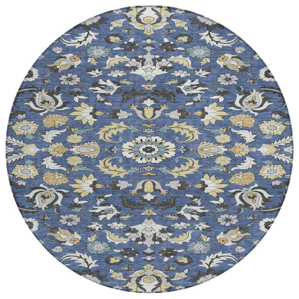 Machine Washable Indoor/Outdoor Chantille ACN2473 Blue 8' x 8' Round Rug. Picture 1