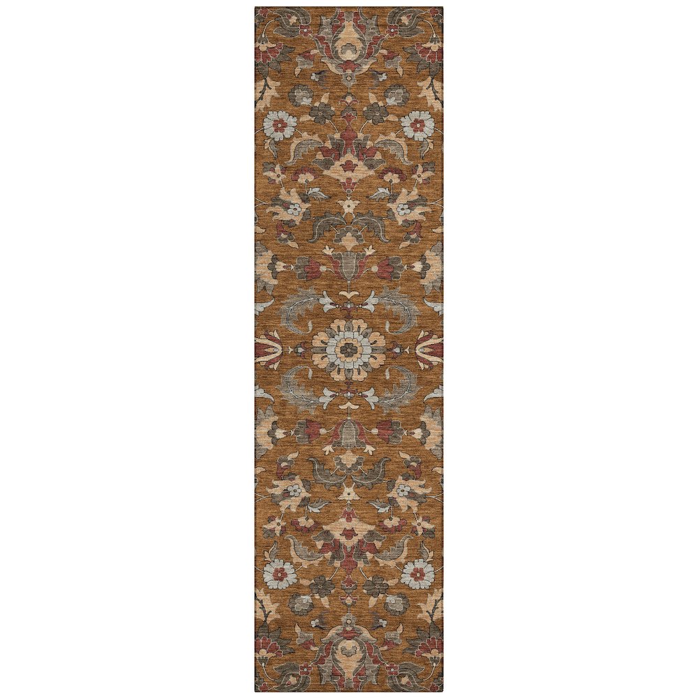Machine Washable Indoor/Outdoor Chantille ACN2473 Orange 2'3" x 7'6" Runner Rug. Picture 1