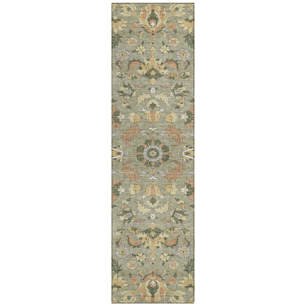 Machine Washable Indoor/Outdoor Chantille ACN2473 Green 2'3" x 7'6" Runner Rug. Picture 1