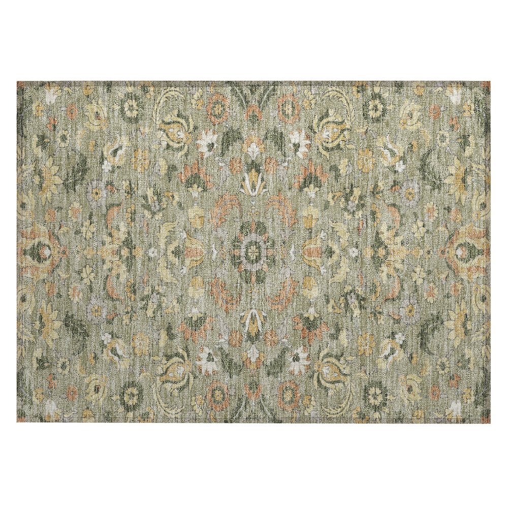 Machine Washable Indoor/Outdoor Chantille ACN2473 Green 1'8" x 2'6" Rug. Picture 1