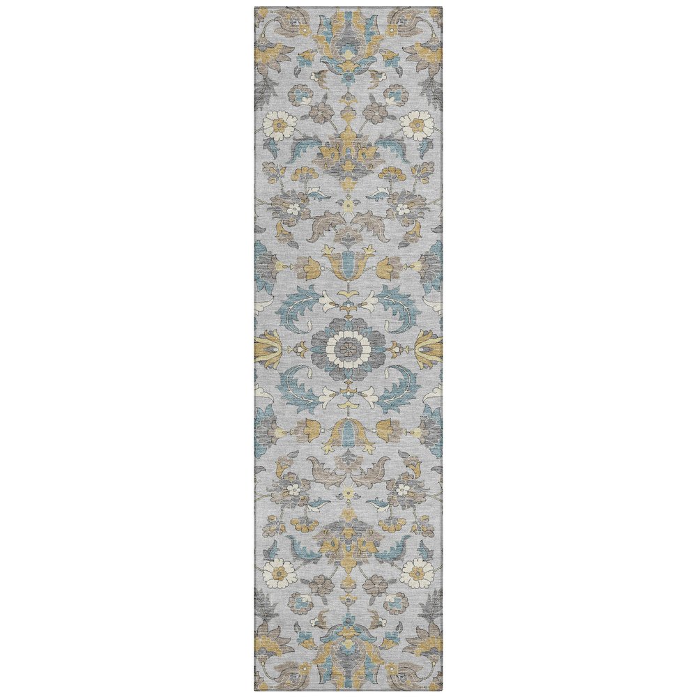 Machine Washable Indoor/Outdoor Chantille ACN2473 Gray 2'3" x 7'6" Runner Rug. Picture 1