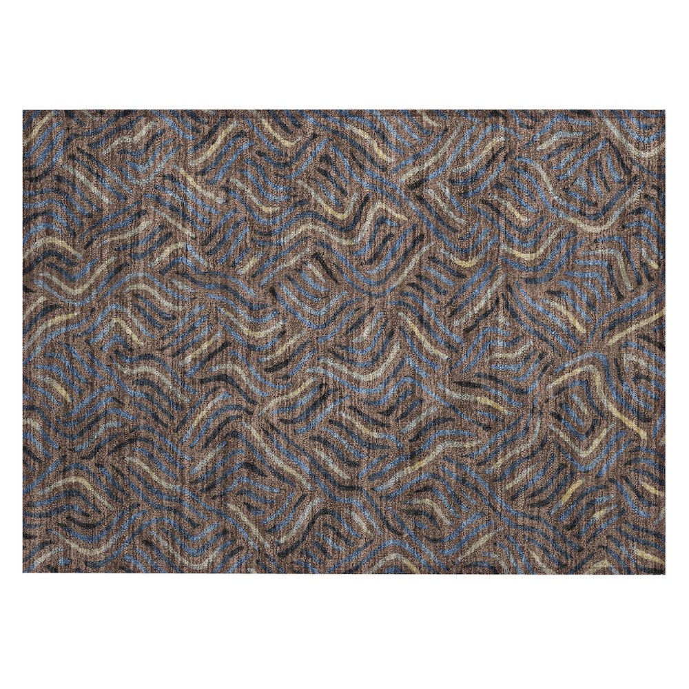 Machine Washable Indoor/Outdoor Chantille ACN2474 Brown 1'8" x 2'6" Rug. Picture 1