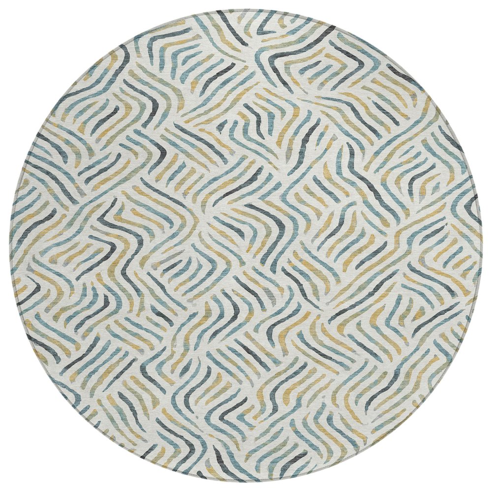Machine Washable Indoor/Outdoor Chantille ACN2474 Ivory 8' x 8' Round Rug. Picture 1