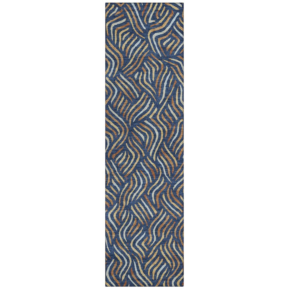 Machine Washable Indoor/Outdoor Chantille ACN2474 Blue 2'3" x 7'6" Runner Rug. Picture 1