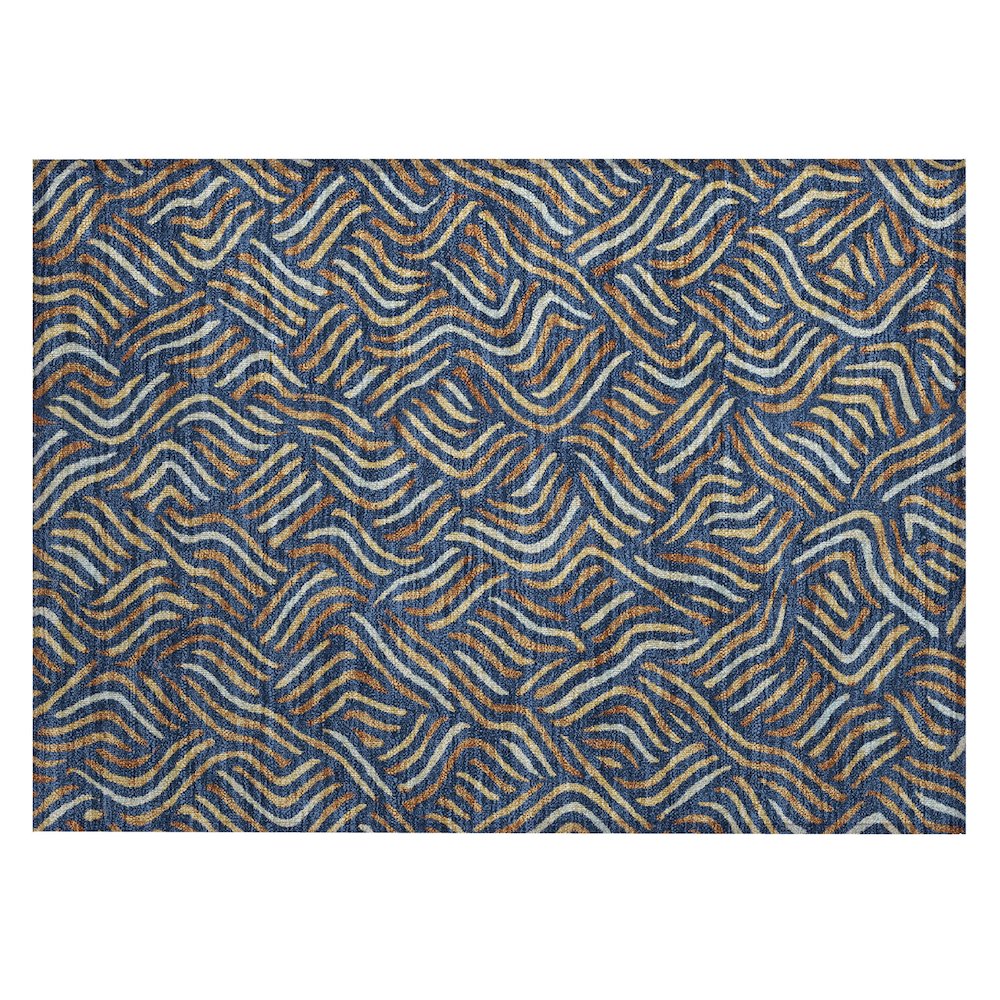 Machine Washable Indoor/Outdoor Chantille ACN2474 Blue 1'8" x 2'6" Rug. Picture 1