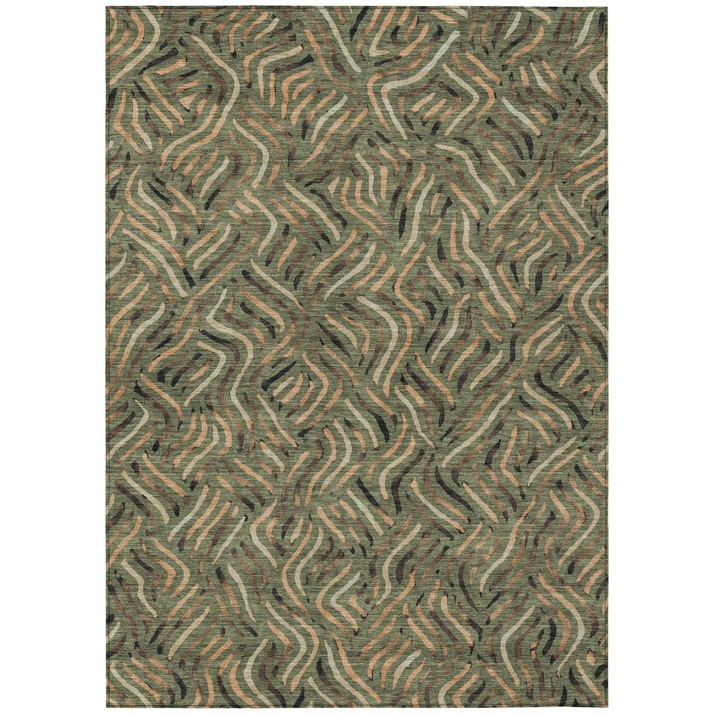 Machine Washable Indoor/Outdoor Chantille ACN2474 Green 2'6" x 3'10" Rug. Picture 1