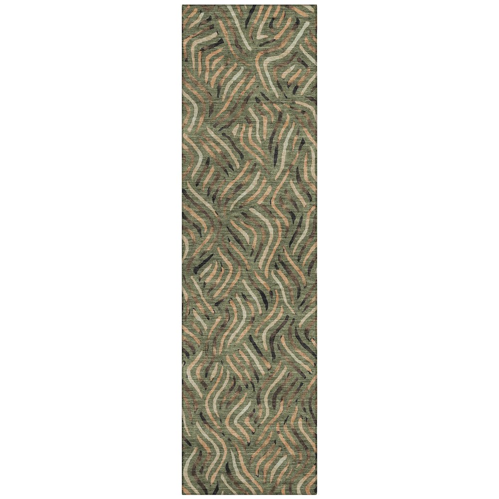 Machine Washable Indoor/Outdoor Chantille ACN2474 Green 2'3" x 7'6" Runner Rug. Picture 1