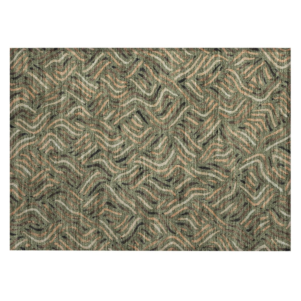 Machine Washable Indoor/Outdoor Chantille ACN2474 Green 1'8" x 2'6" Rug. Picture 1