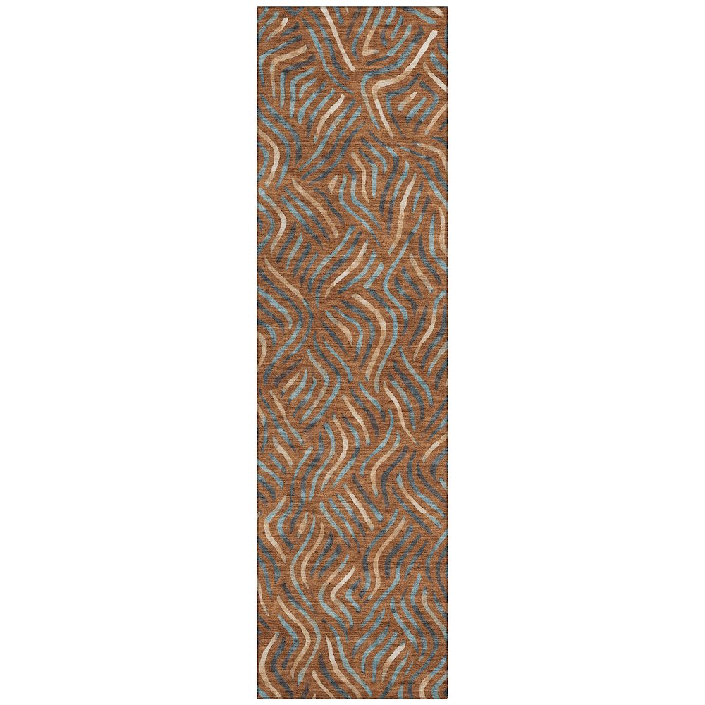Machine Washable Indoor/Outdoor Chantille ACN2474 Orange 2'3" x 7'6" Runner Rug. Picture 1