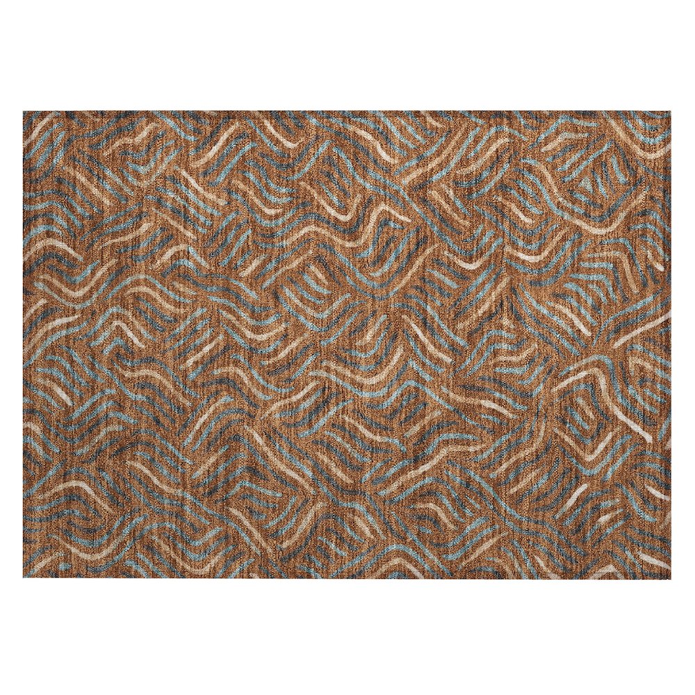 Machine Washable Indoor/Outdoor Chantille ACN2474 Orange 1'8" x 2'6" Rug. Picture 1