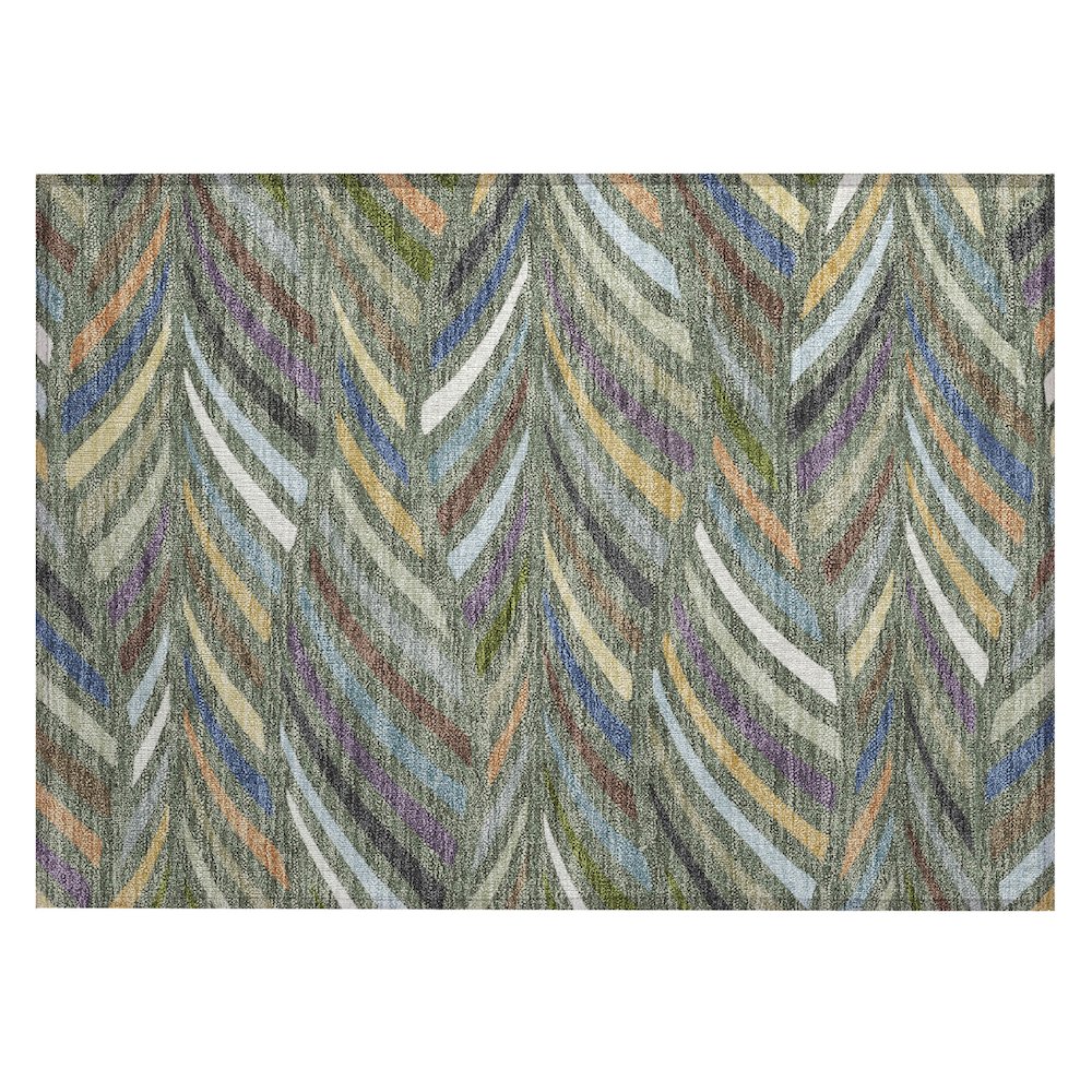 Machine Washable Indoor/Outdoor Chantille ACN2475 Green 1'8" x 2'6" Rug. Picture 1