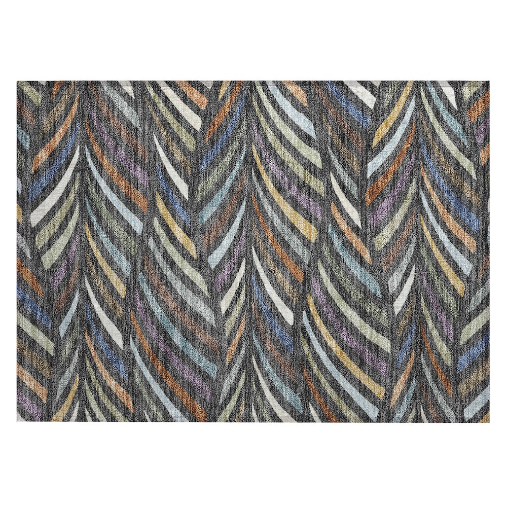 Machine Washable Indoor/Outdoor Chantille ACN2475 Gray 1'8" x 2'6" Rug. Picture 1