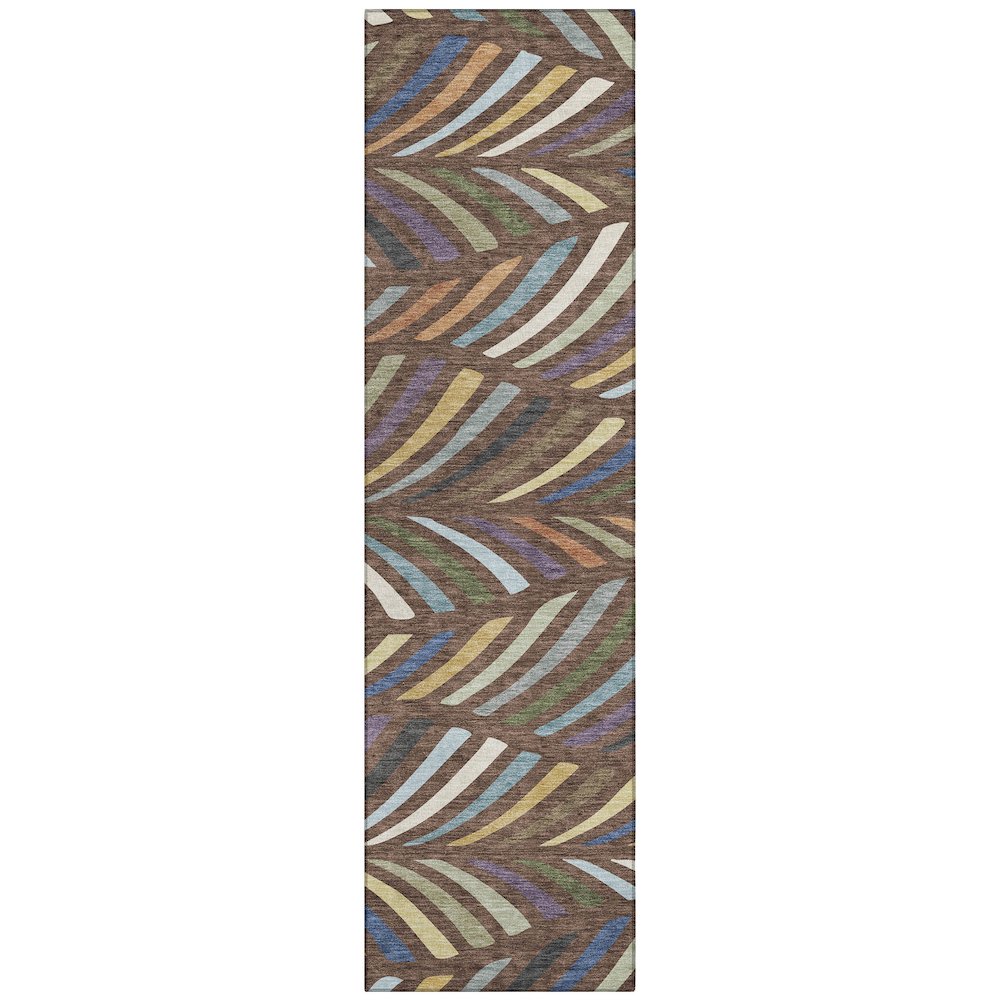 Machine Washable Indoor/Outdoor Chantille ACN2475 Brown 2'3" x 7'6" Runner Rug. Picture 1