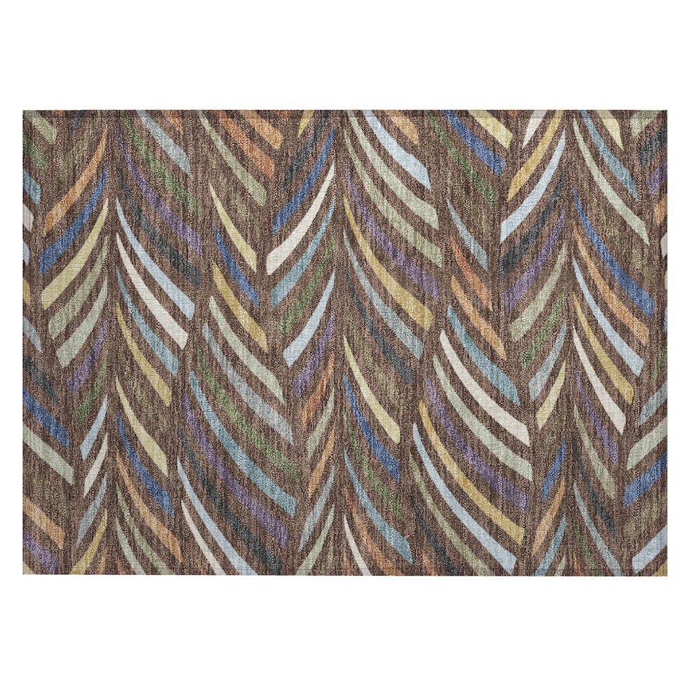 Machine Washable Indoor/Outdoor Chantille ACN2475 Brown 1'8" x 2'6" Rug. Picture 1